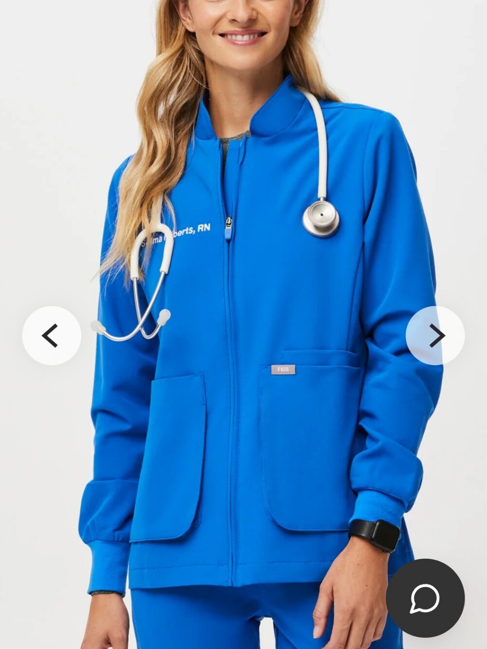 Figs Women's Royal Blue Zip Front Medical Jacket